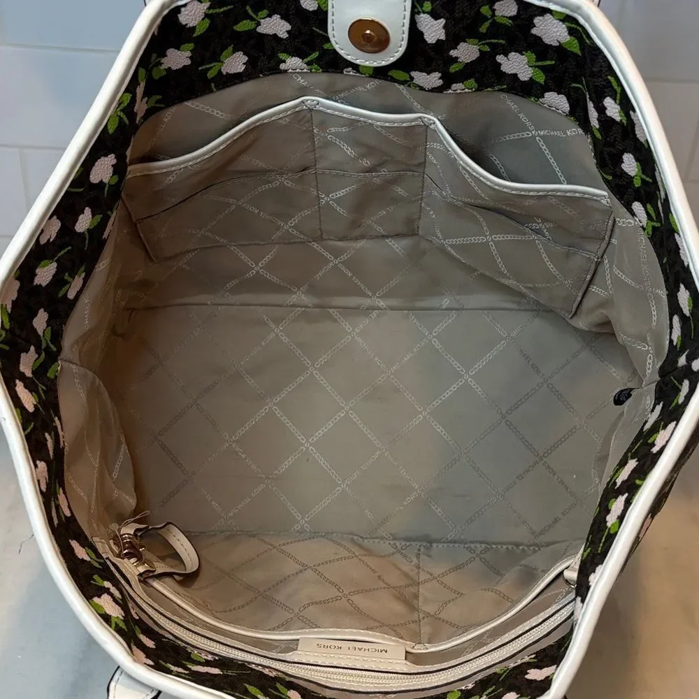 Michael Kors Bag Purse Handbag Floral Carter  XL Open Carry All Tote Pocketbook